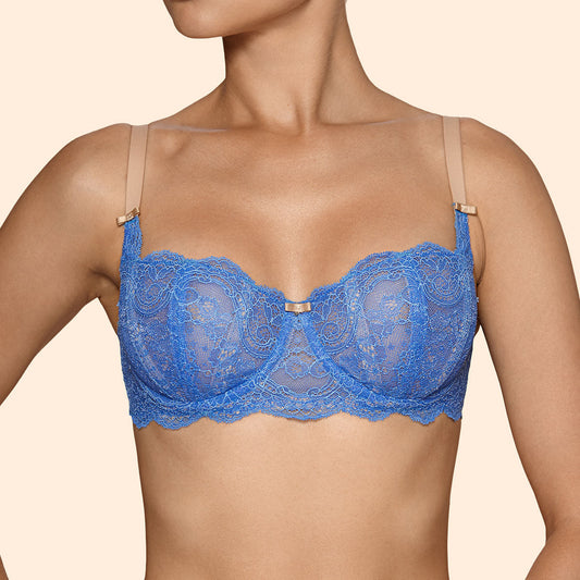 Carcassonne French Blue Sheer Lace Balcony Bra By Ajour-0