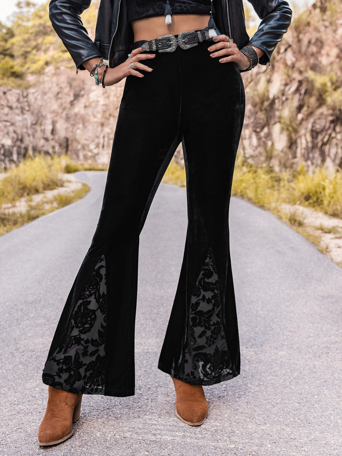 Trendsi-High Waist Flare Leg Pants-Casual Pants