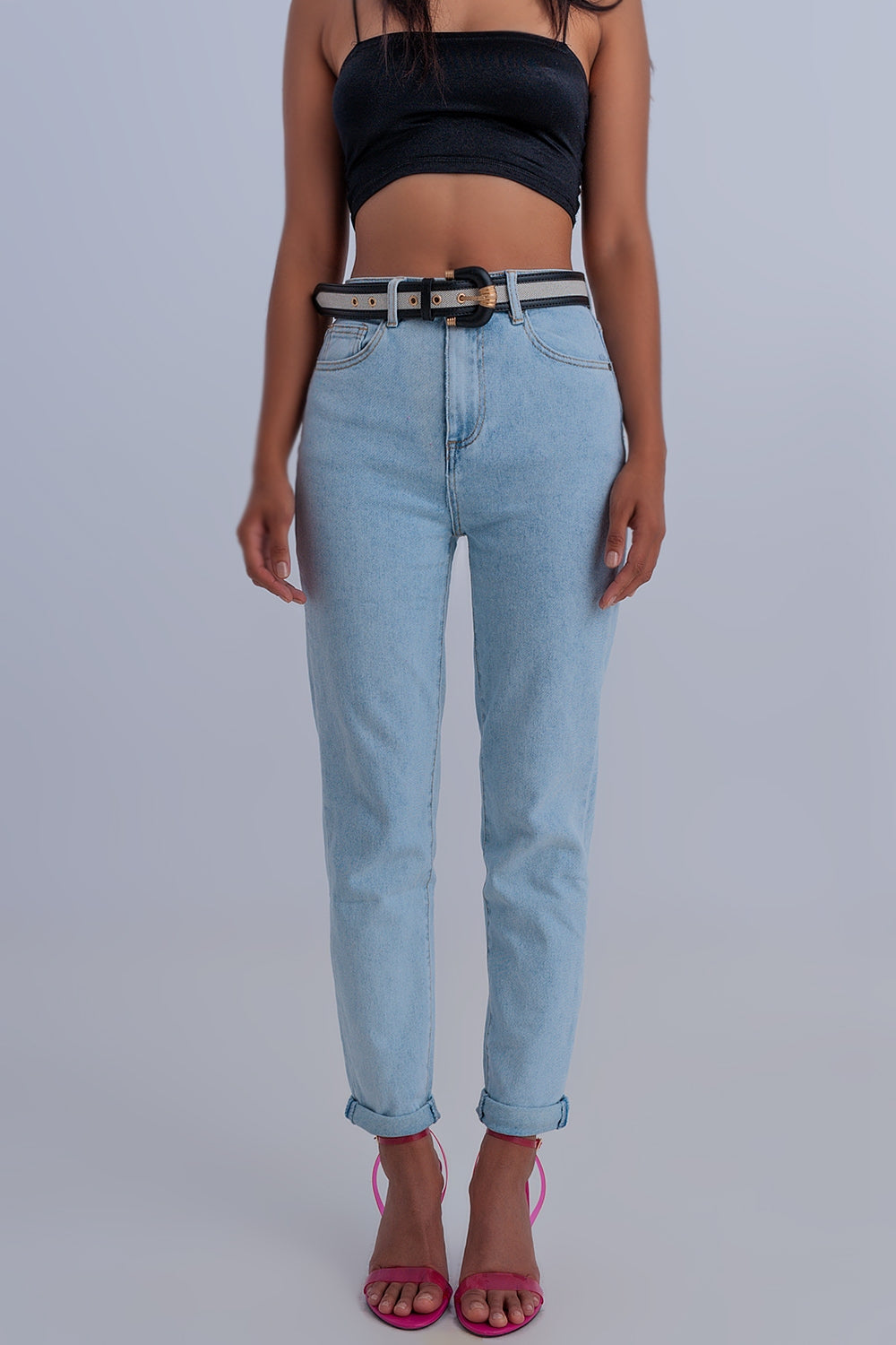 Q2 Basic mom jean in light blue