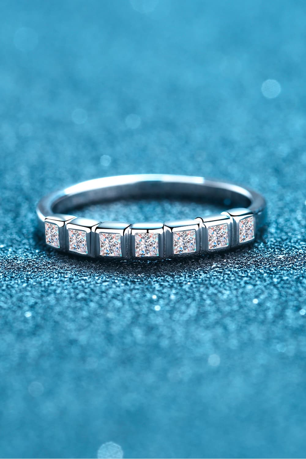 Moissanite Rhodium-Plated Half-Eternity Ring Posh Styles Apparel