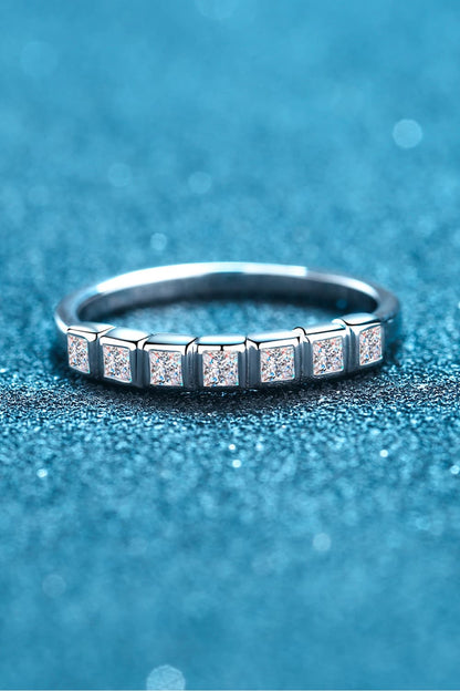 Moissanite Rhodium-Plated Half-Eternity Ring Posh Styles Apparel