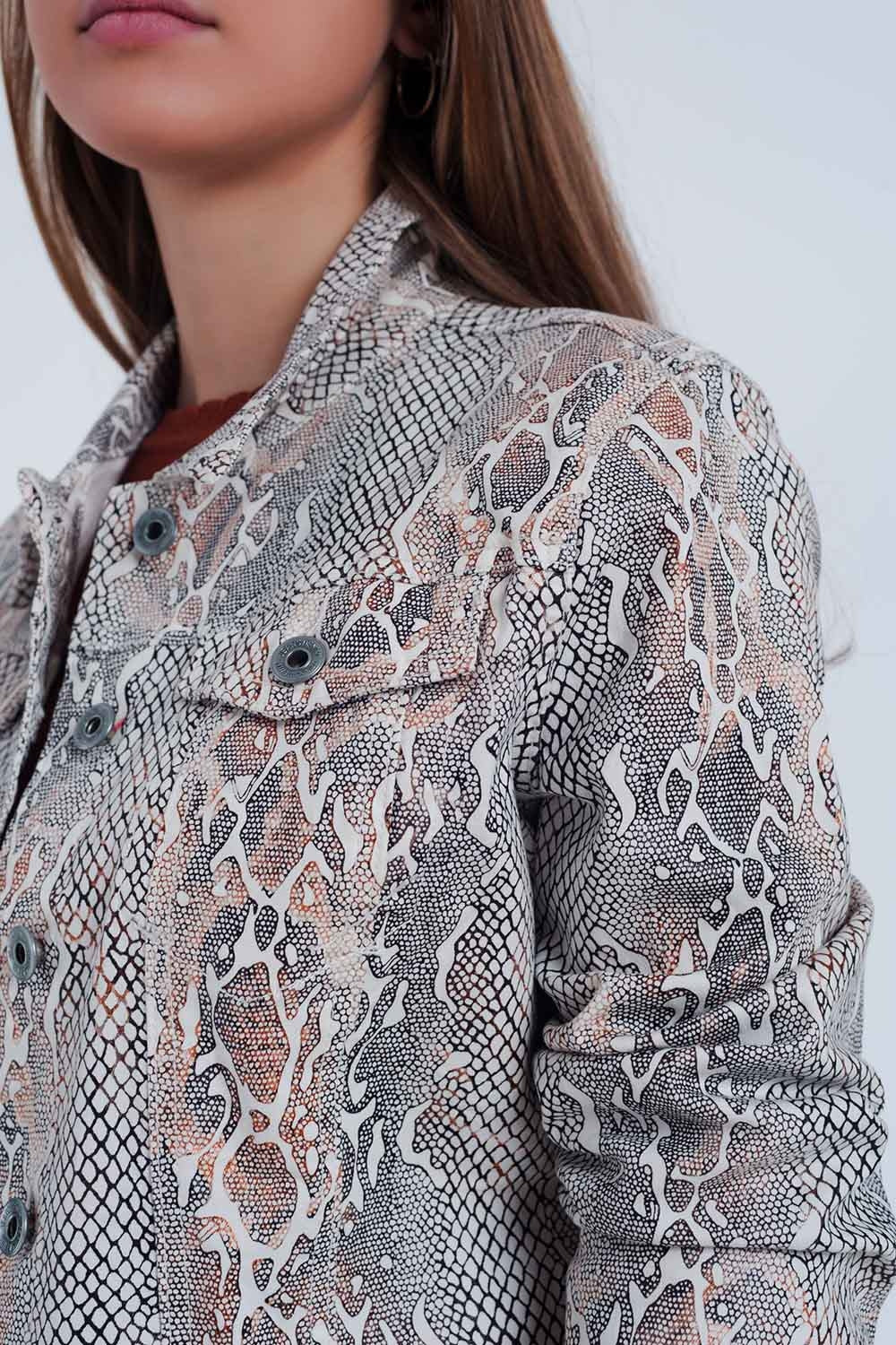 Beige snake print jacketCoats and Jackets