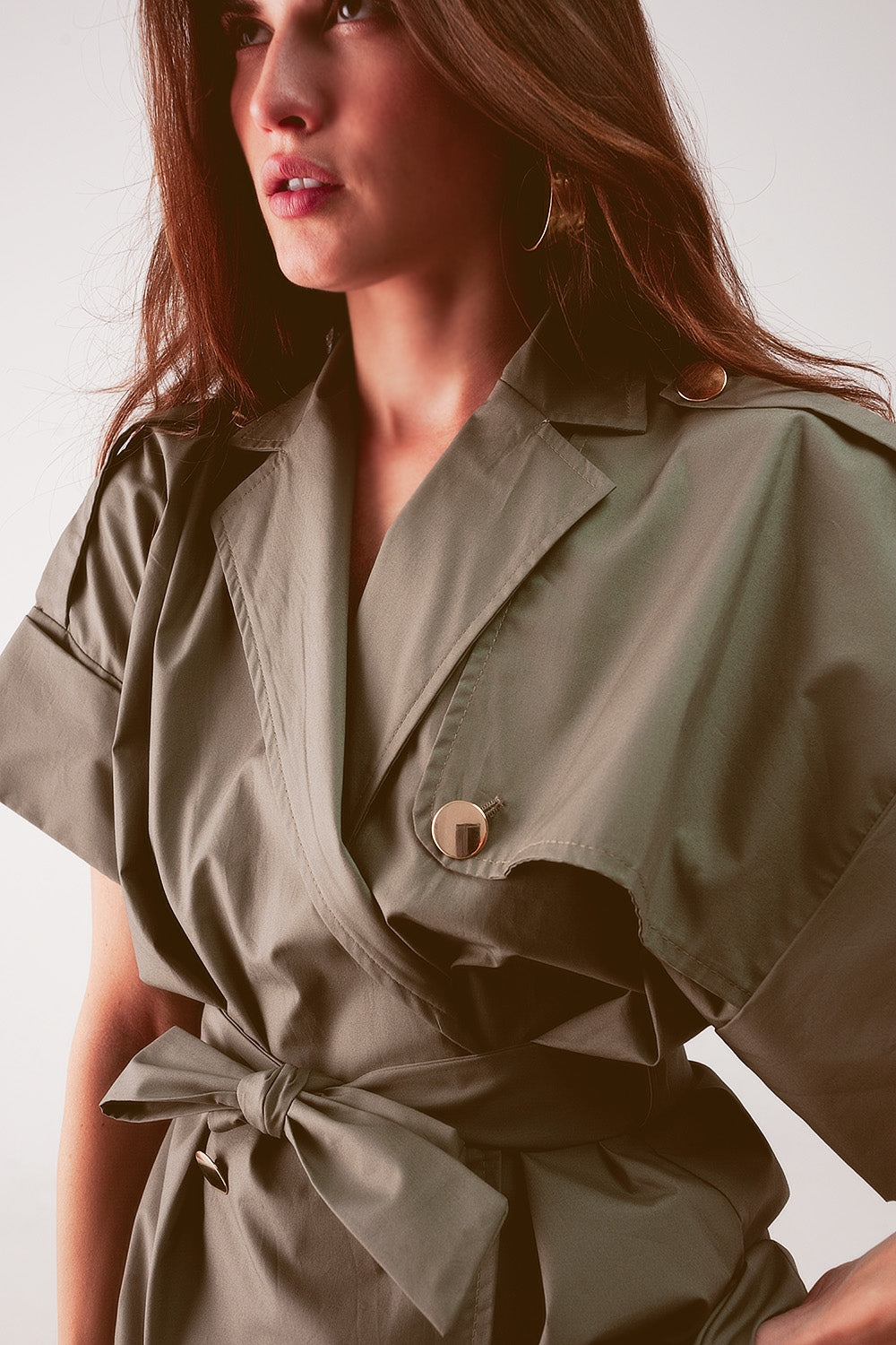 Belted jacket with drop shoulder in khakiCoats and Jackets