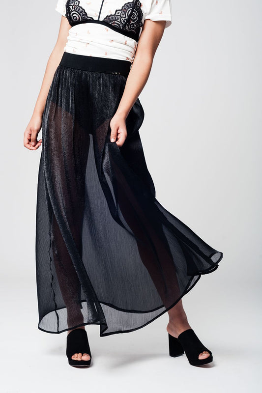 Black maxi skirt in chiffon fabric Posh Styles Apparel