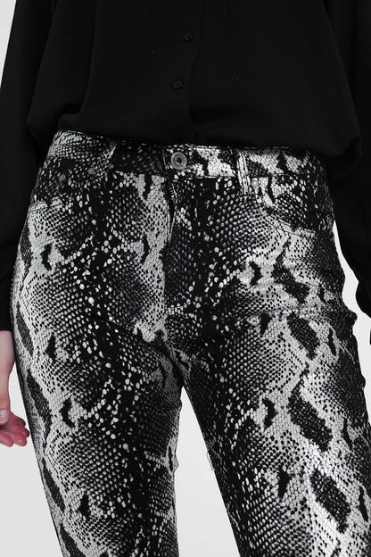 Black skinny shiny printed pantsJeans