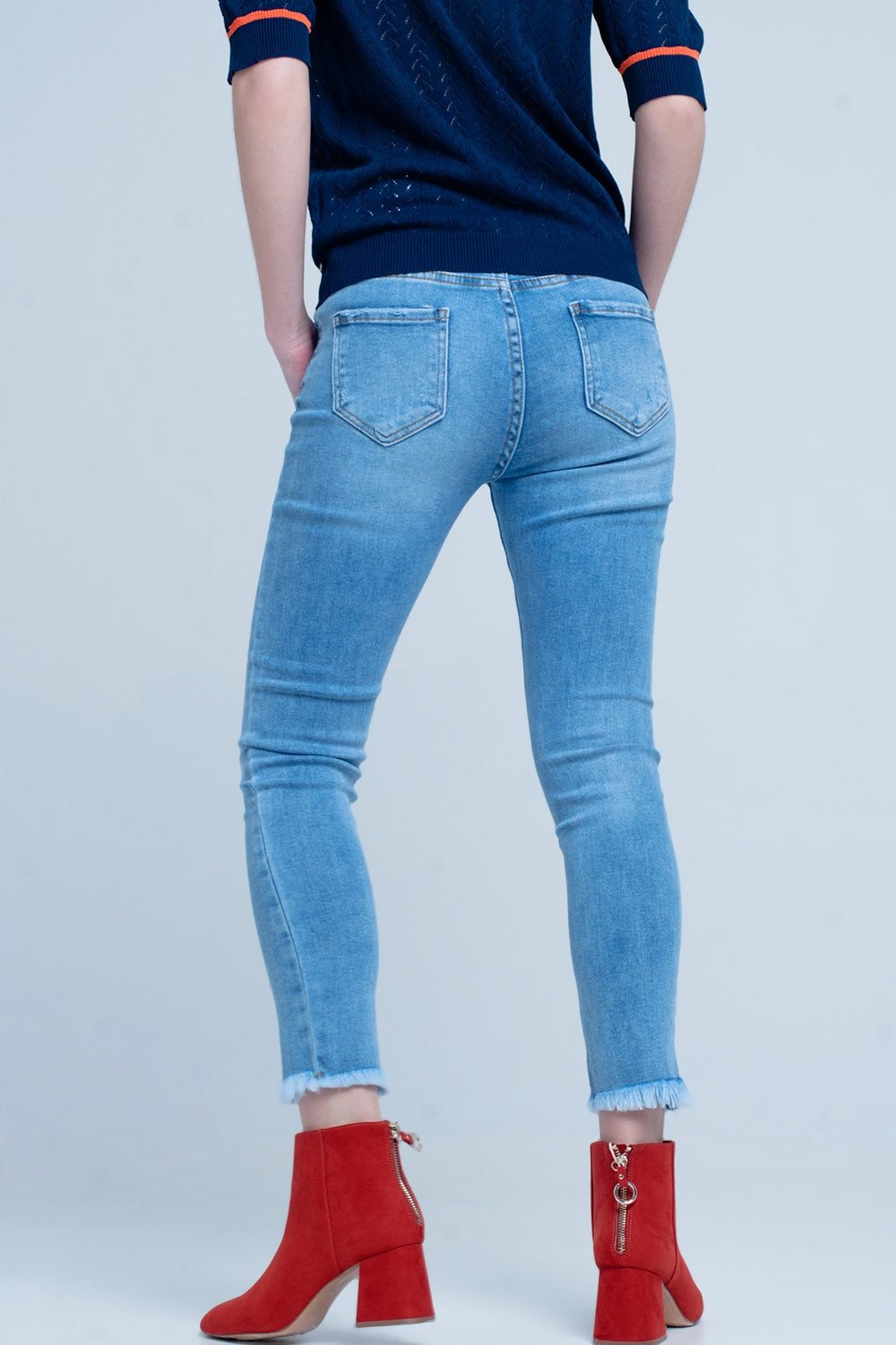 Blue Fringed Skinny JeansJeans