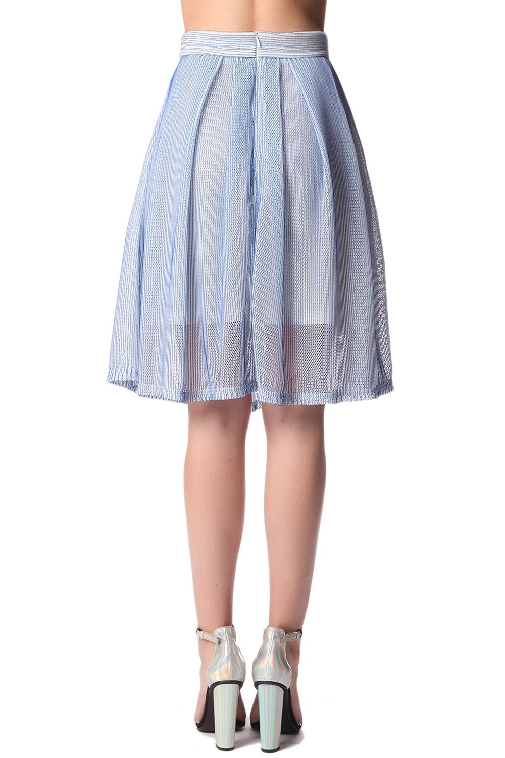 Blue mesh midi skirt with pleat detailSkirts