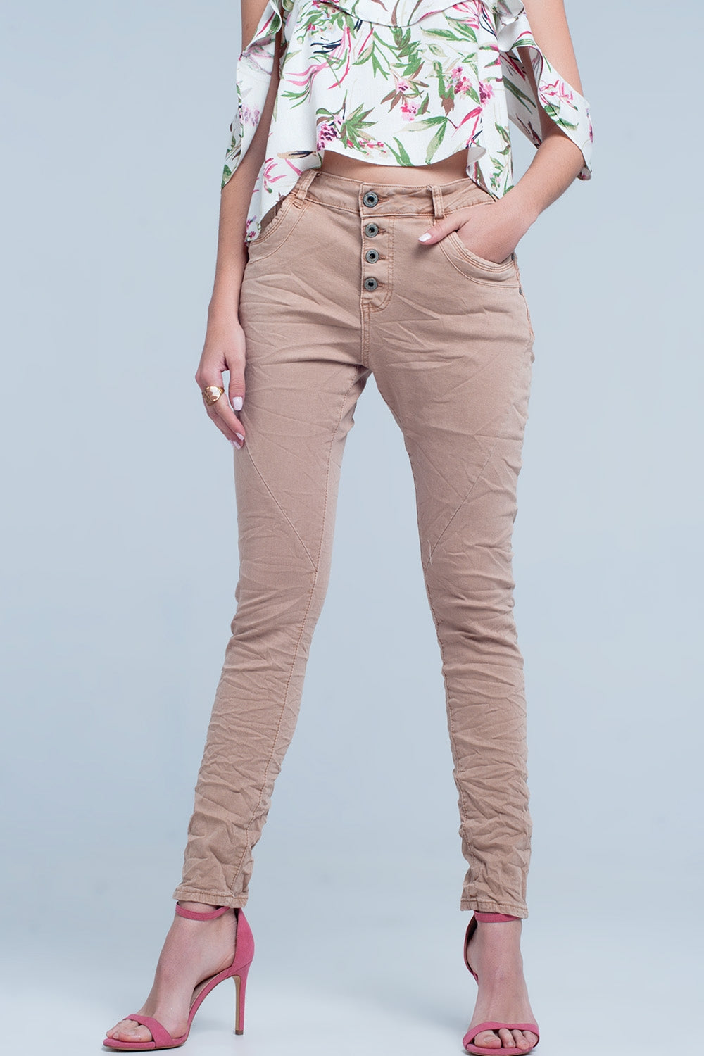 Q2-Brown crush jeans-Jeans