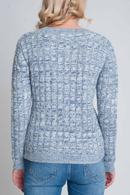 Cable knit sweater with round neck in blueSweaters