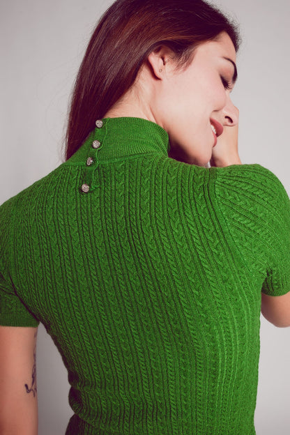 Q2 Cable knitted jumper in green