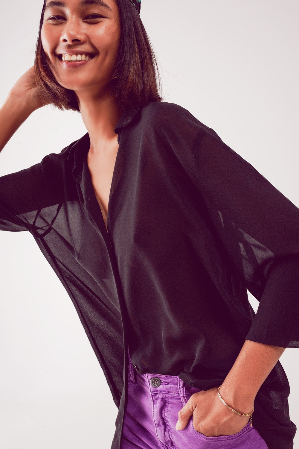 Chiffon shirt in blackBlouses