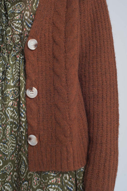 Chunky knit cardigan in brownSweaters