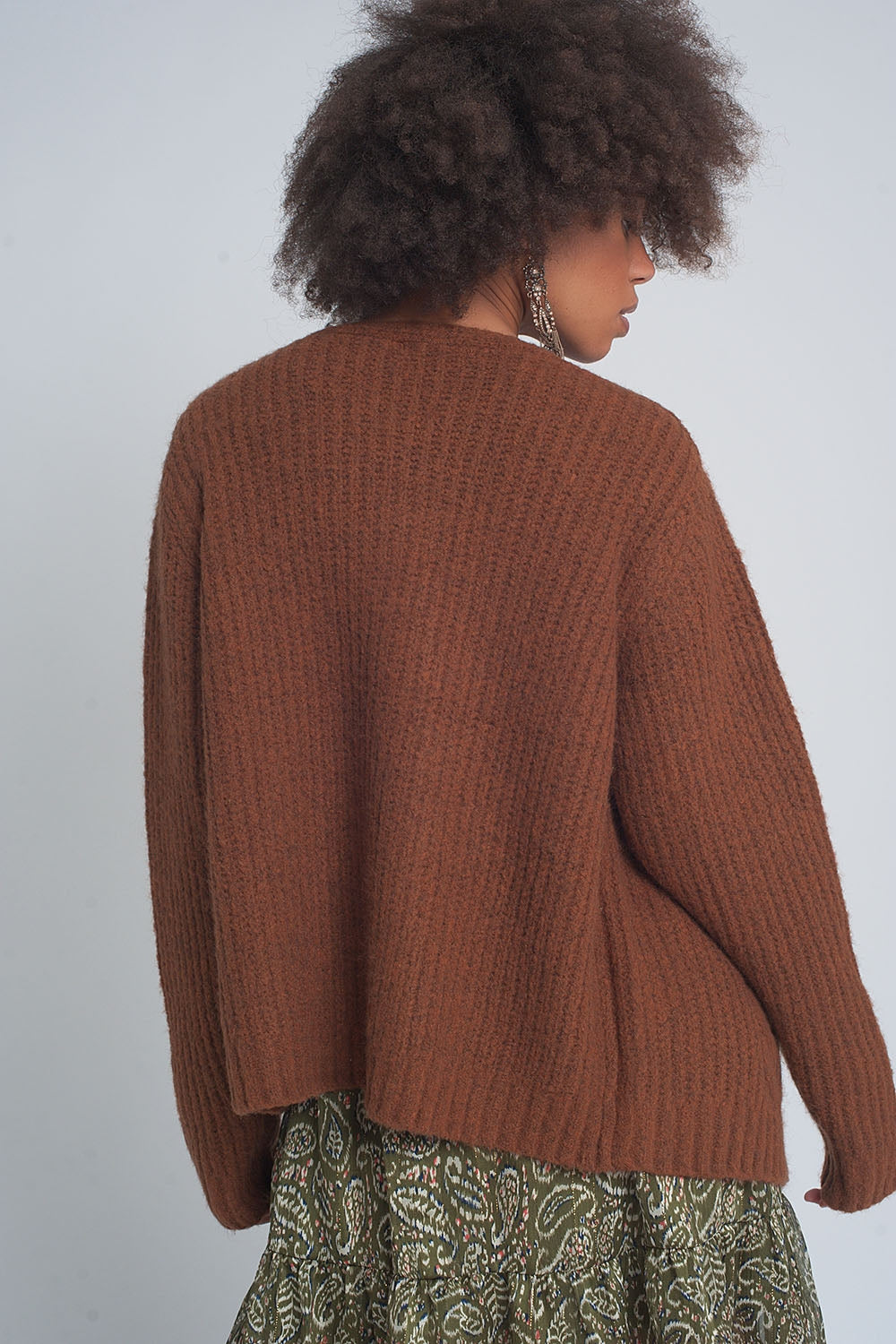 Chunky knit cardigan in brownSweaters