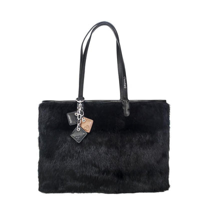 Olivia Black Fur Leather Handbag Posh Styles Apparel