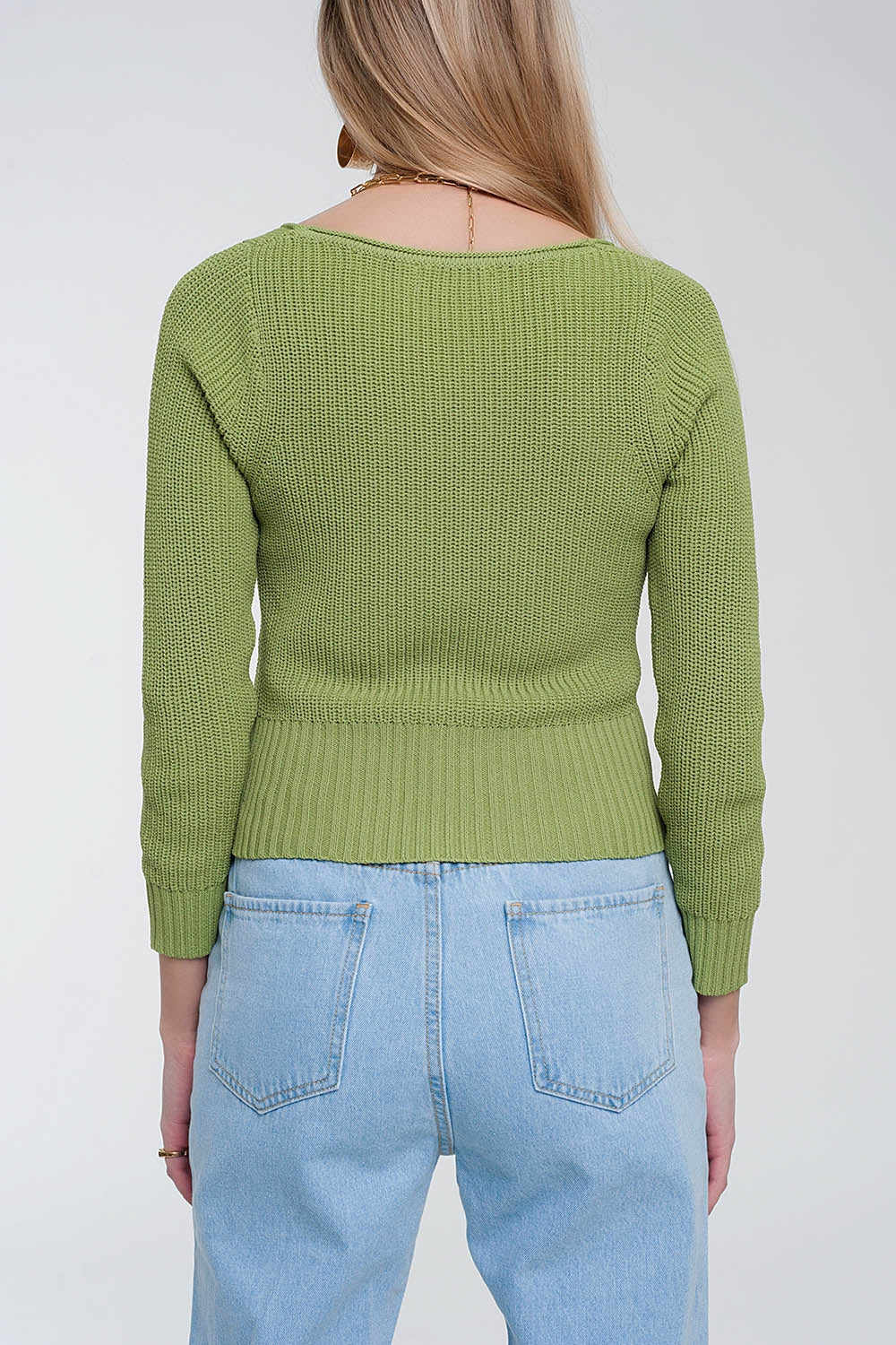 Crochet knit jumper in greenSweaters