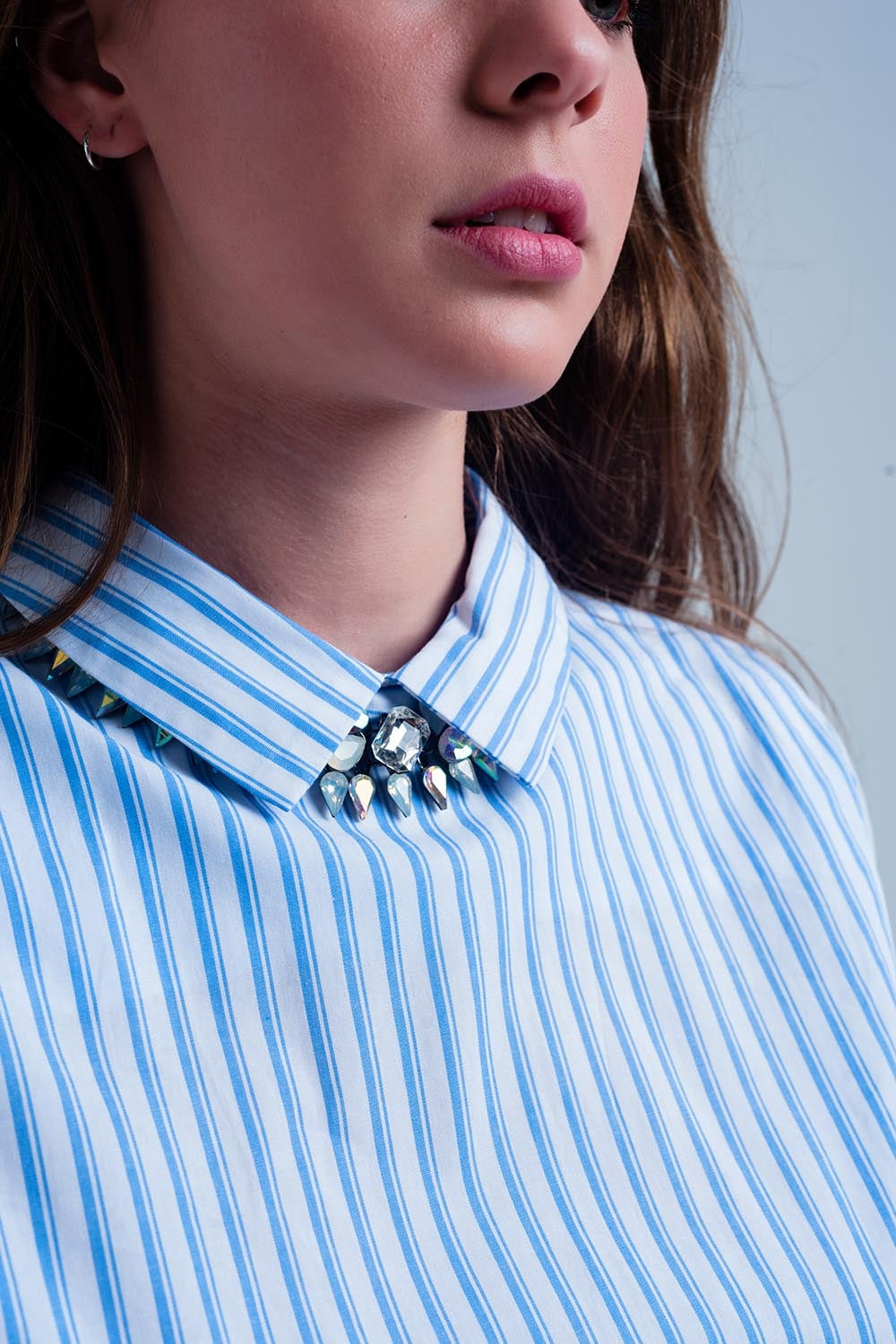 Cropped striped shirt in blueBlouses