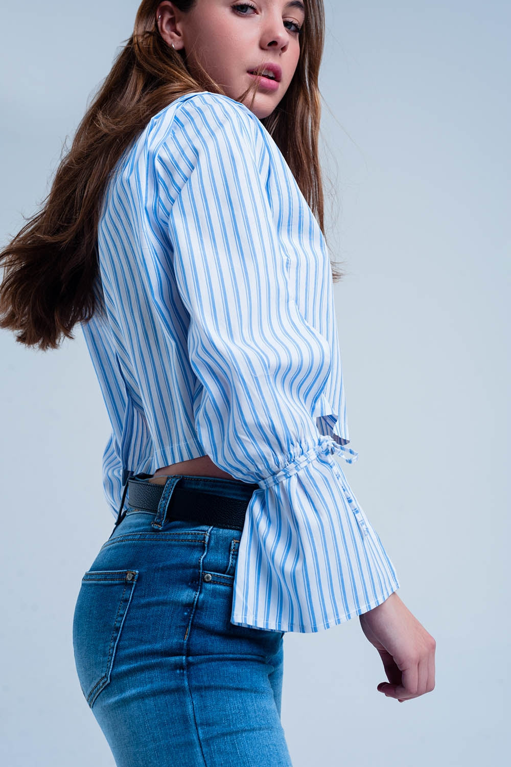 Cropped striped shirt in blueBlouses