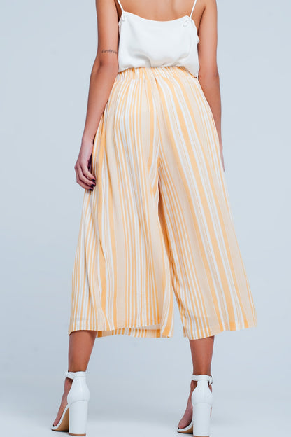 Q2-Culottes in yellow stripe-Pants