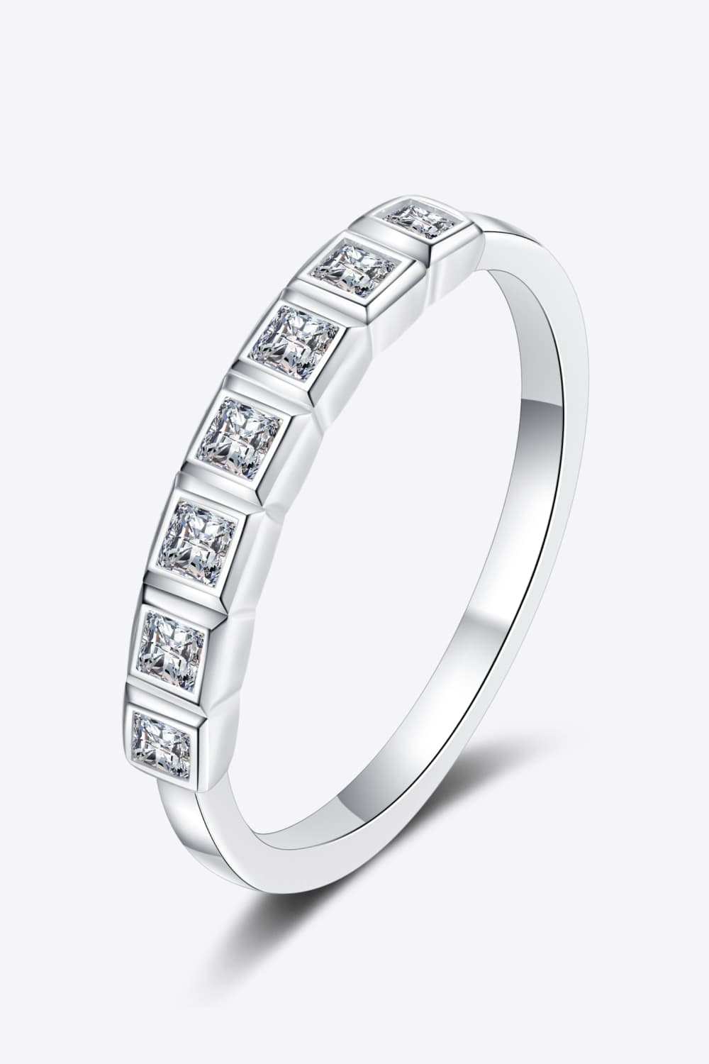 Moissanite Rhodium-Plated Half-Eternity Ring Posh Styles Apparel