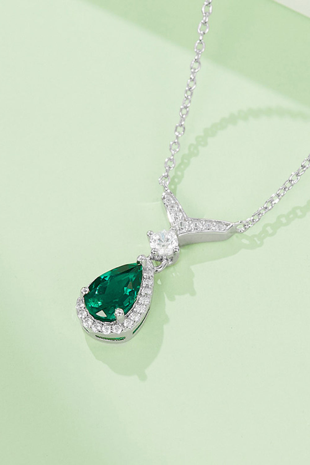 Lab-Grown Emerald Teardrop Necklace Posh Styles Apparel