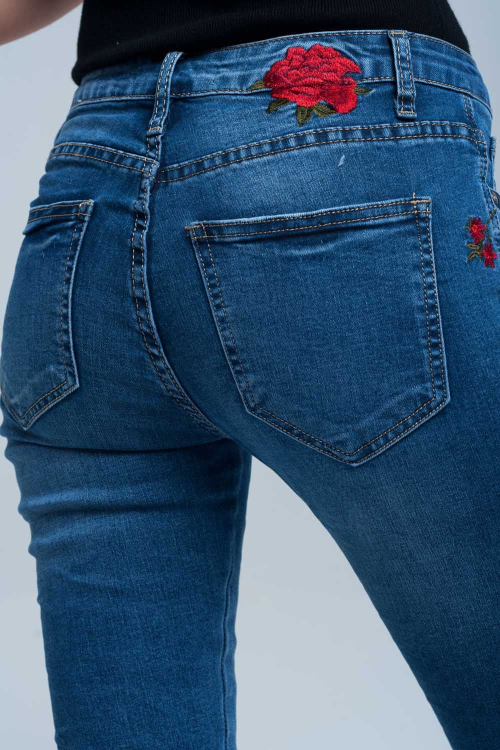 Skinny jean embroidered detailJeans