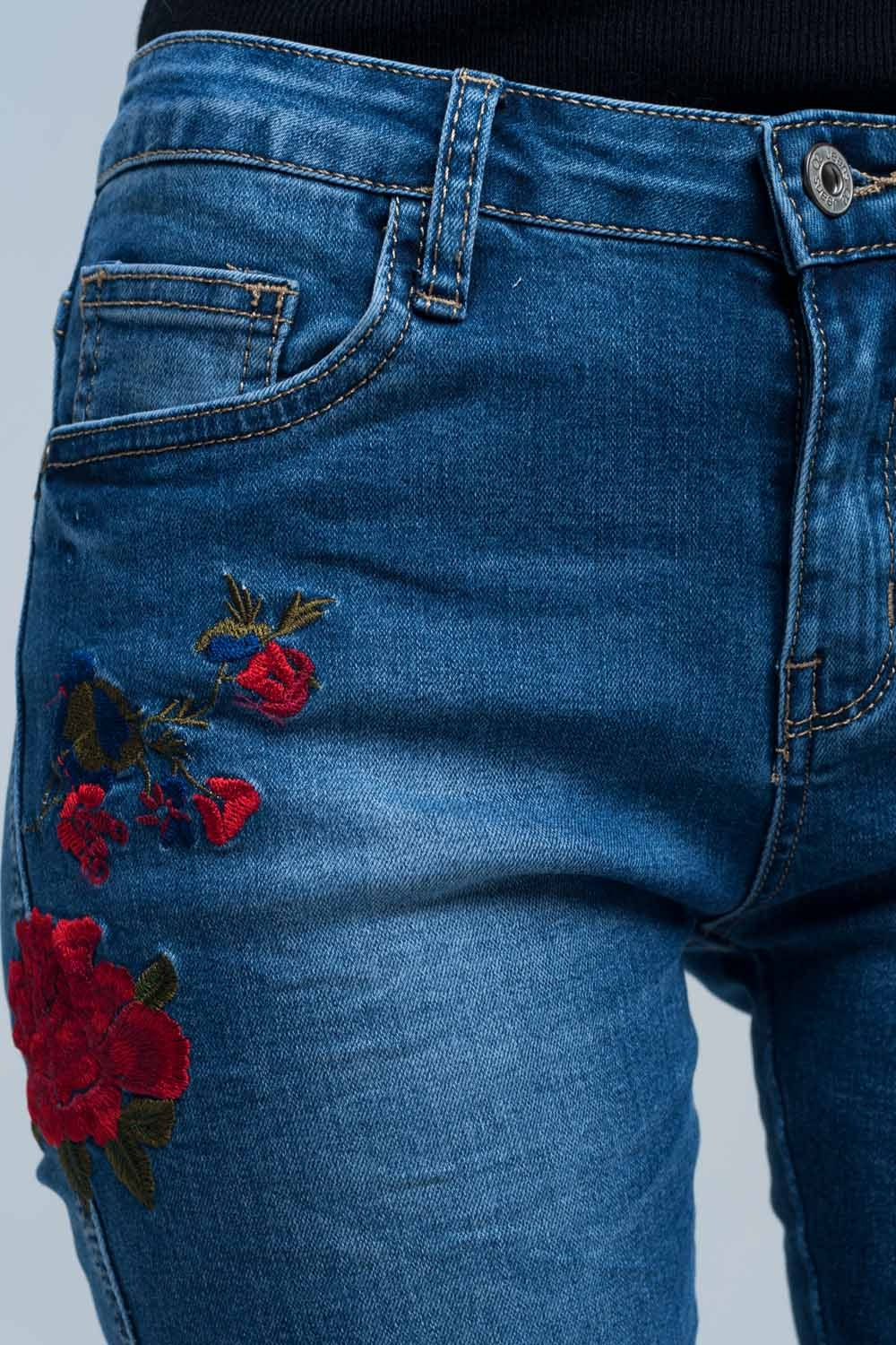 Skinny jean embroidered detailJeans