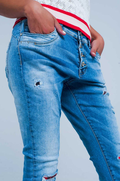 distressed skinny boyfriend jeansJeans