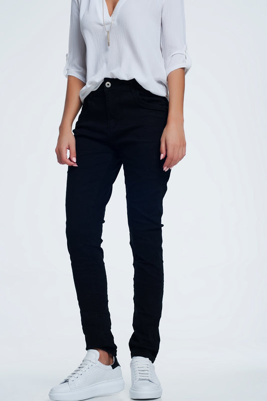 Q2 Drop crotch skinny jean in black