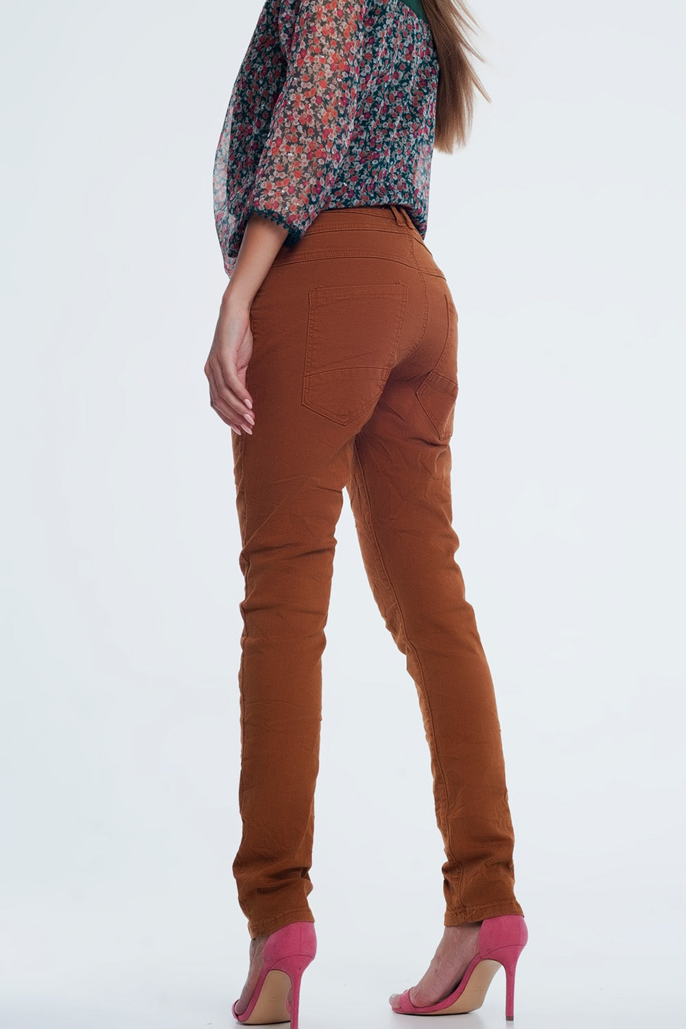 Drop crotch skinny jean in OrangeJeans
