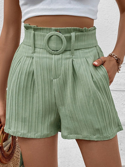 Belted Shorts with Pockets Posh Styles Apparel