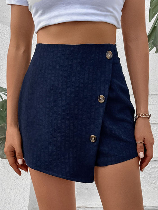 Zip-Back High Waist Shorts Posh Styles Apparel