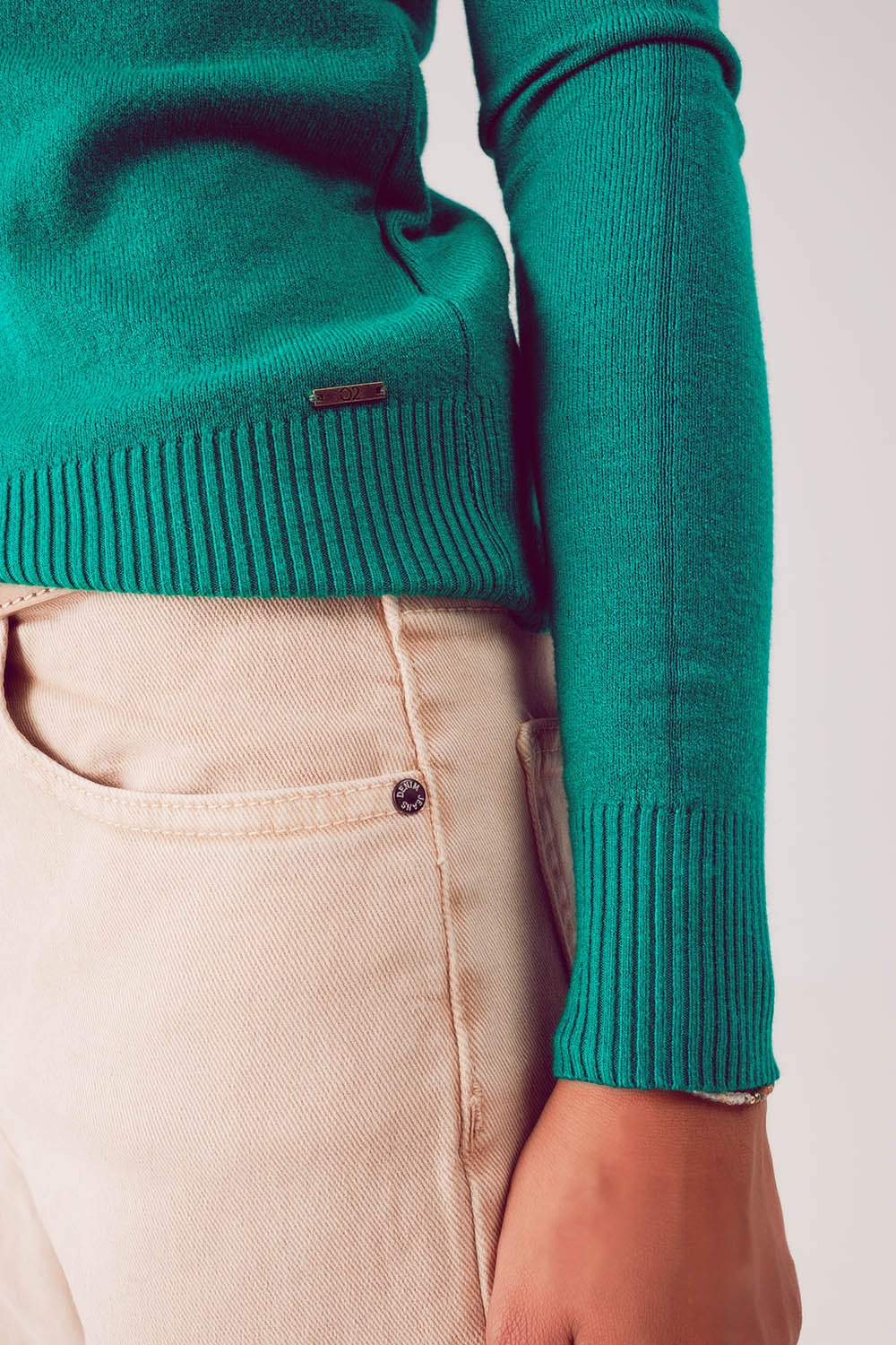 Fine knit high neck jumper in greenSweaters