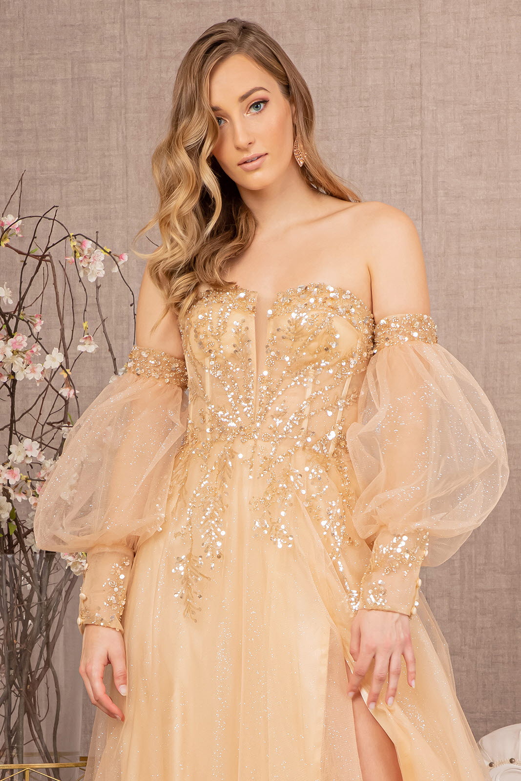 Sequin Glitter Sheer Bodice Illusion Sweetheart A-line Mesh Dress -8