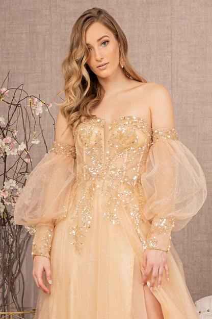 Sequin Glitter Sheer Bodice Illusion Sweetheart A-line Mesh Dress -8