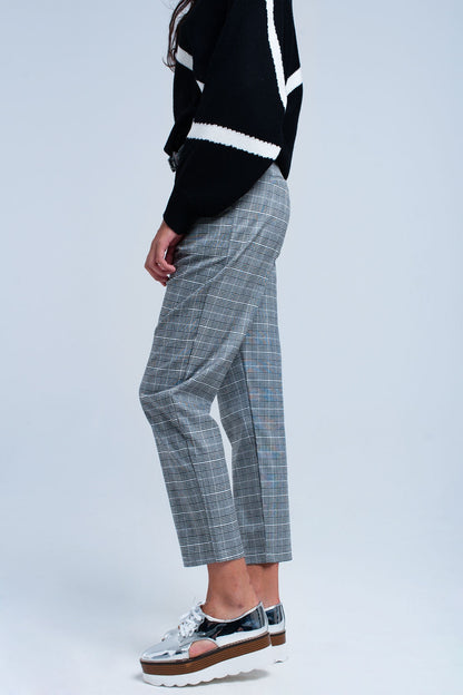 Gray tartan pattern pantsPants