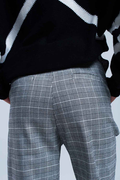 Gray tartan pattern pantsPants