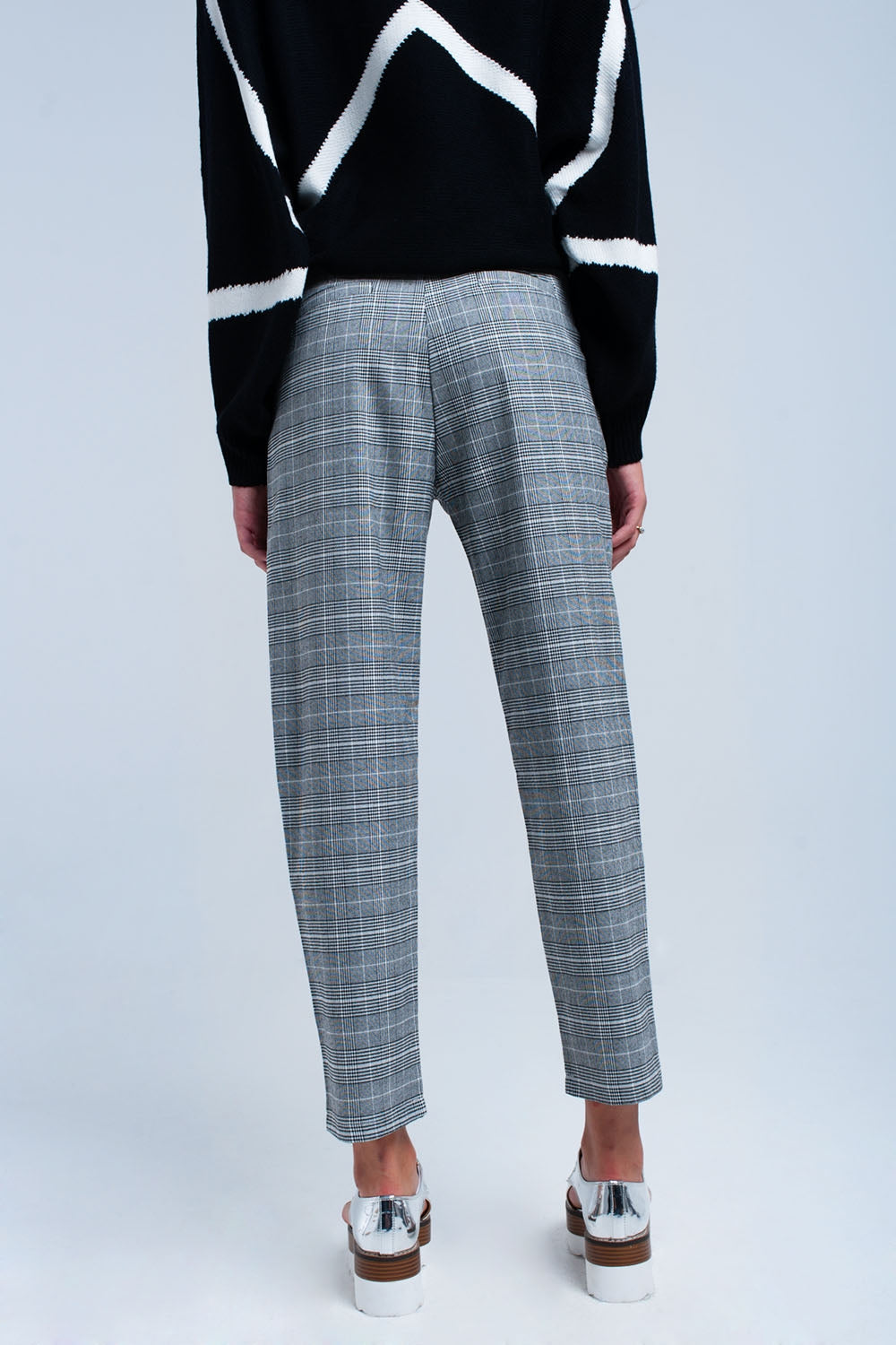 Gray tartan pattern pantsPants