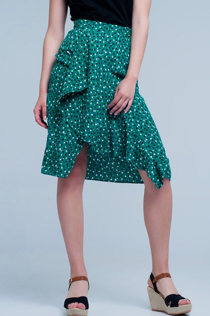 Q2 Green skirt with flower print
