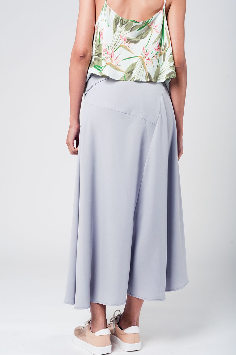 Grey midi skirt with beltSkirts