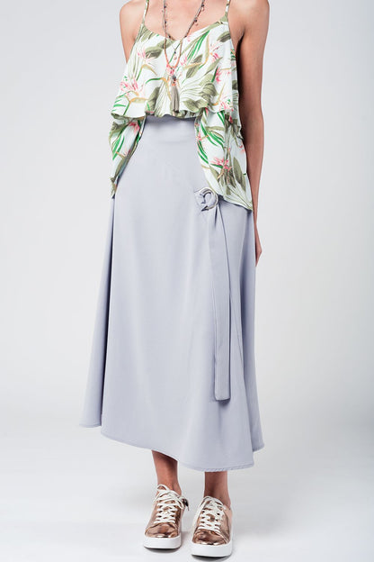 Grey midi skirt with beltSkirts