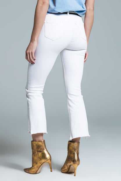 High Rise Basic Flared Jeans In White