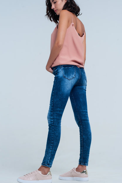 high waist skinny jeans in bright blue washJeans