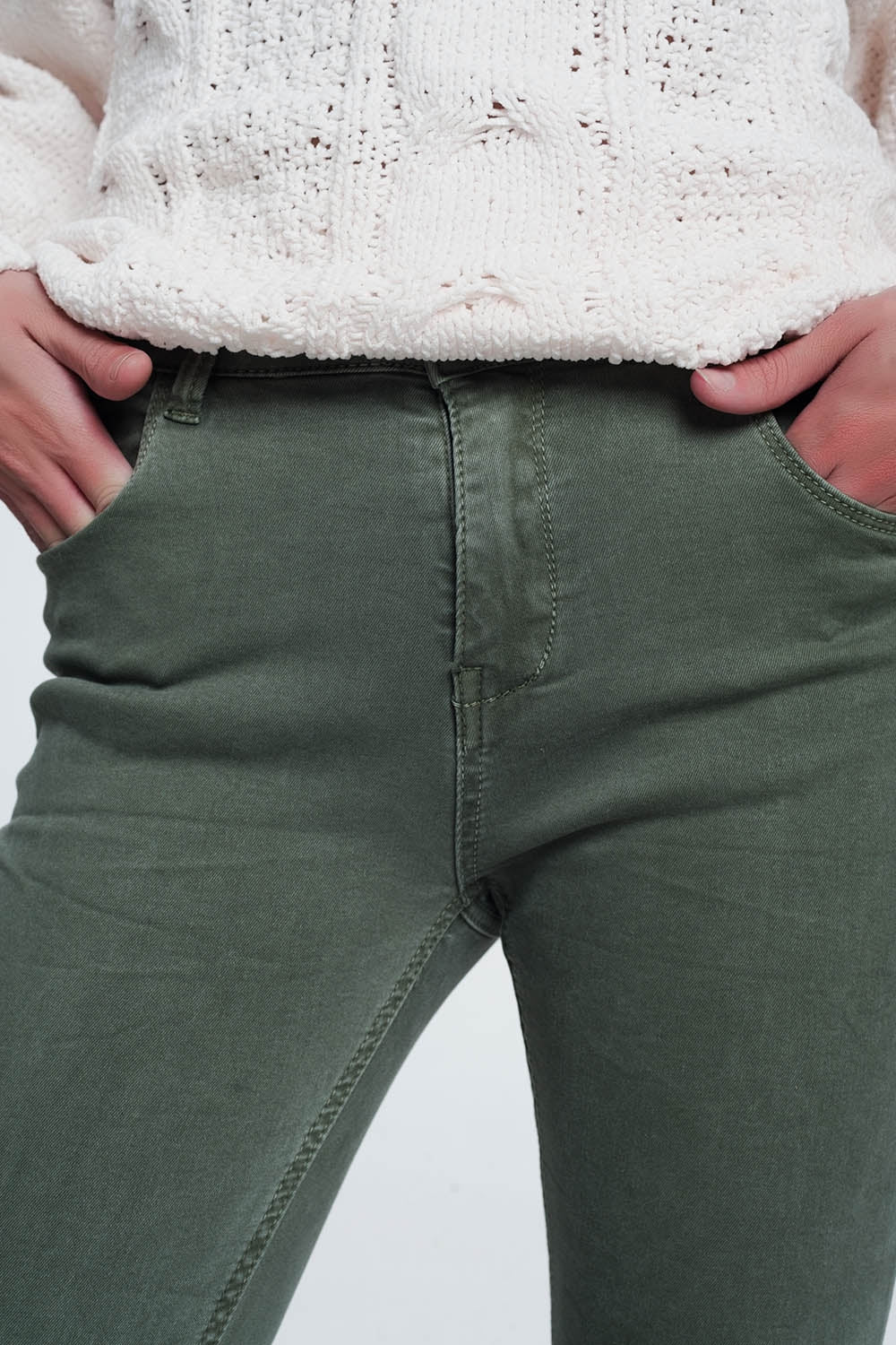 High waisted skinny jeans in greenJeans