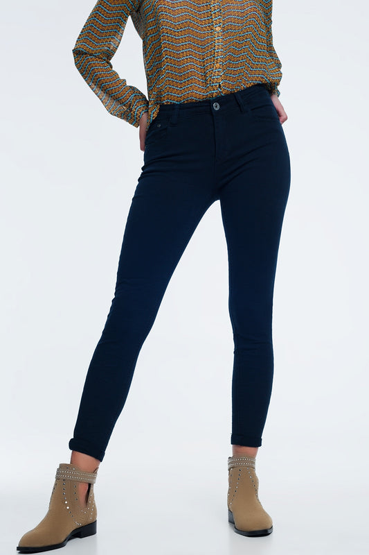 Q2 high waist skinny jeans in navy