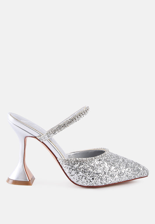 iris glitter diamante embellished spool heel sandals-0