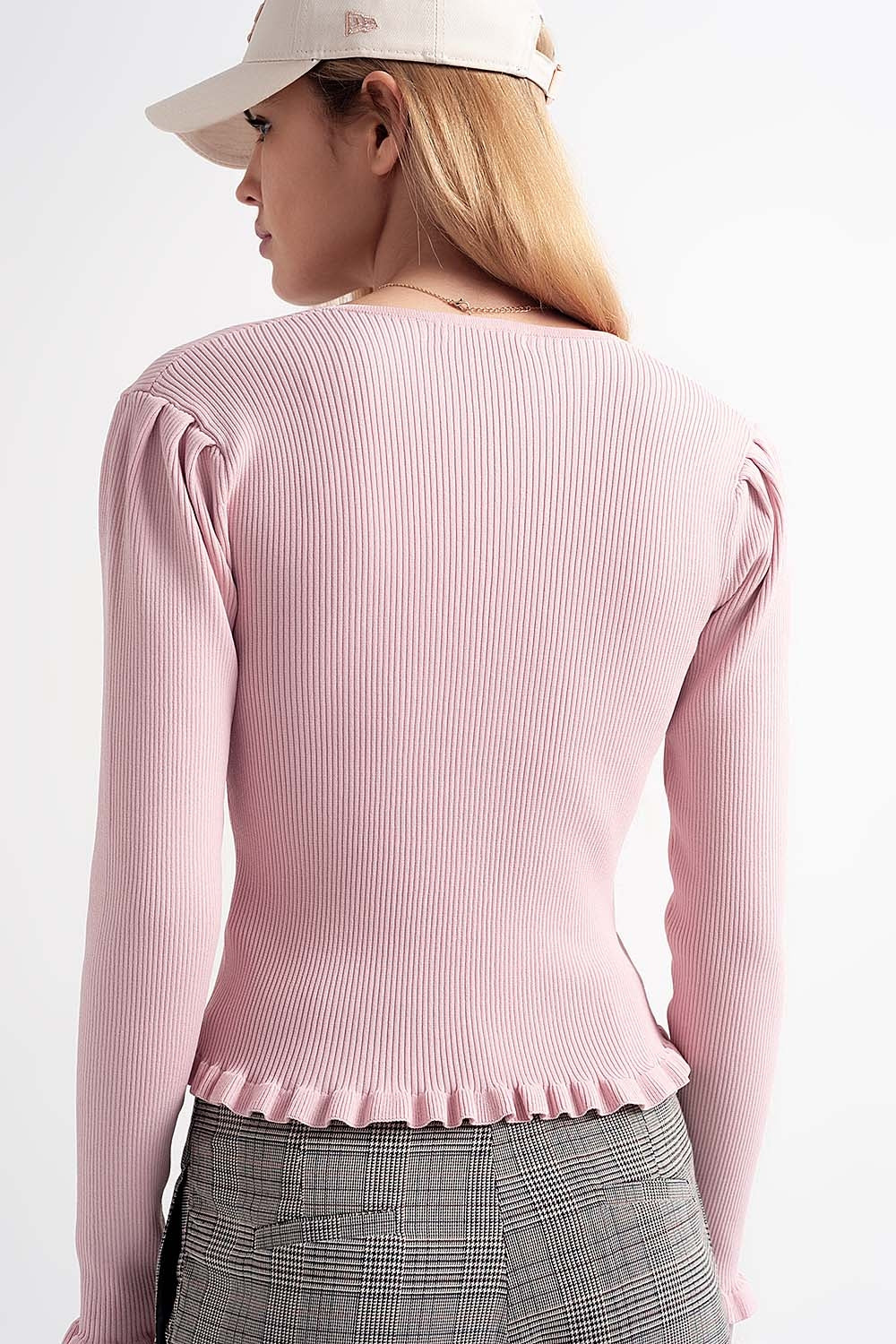 Jersey with pearl front in pinkSweaters