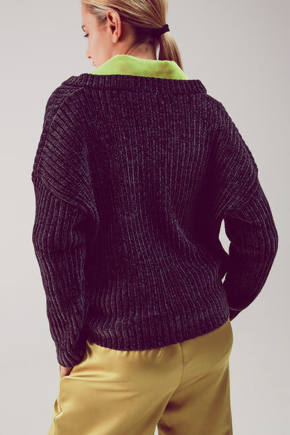 Knitted chenille jumper in dark greySweaters