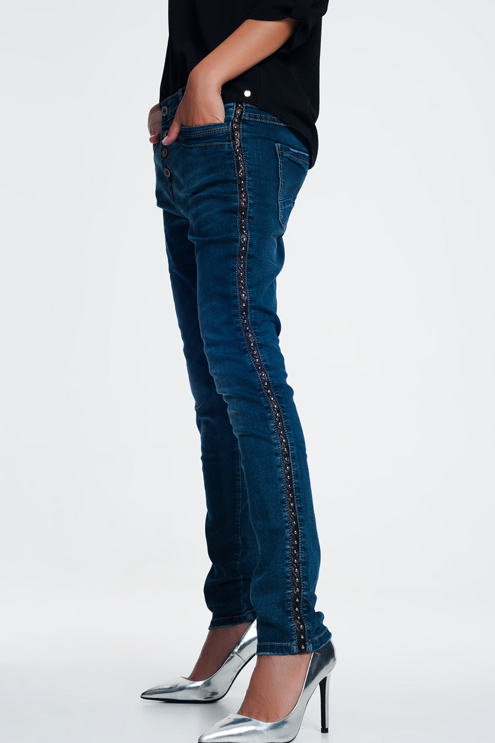 leather look studded JeansJeans