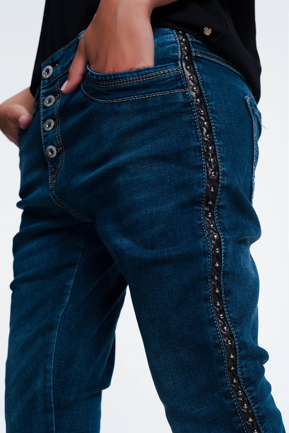 leather look studded JeansJeans