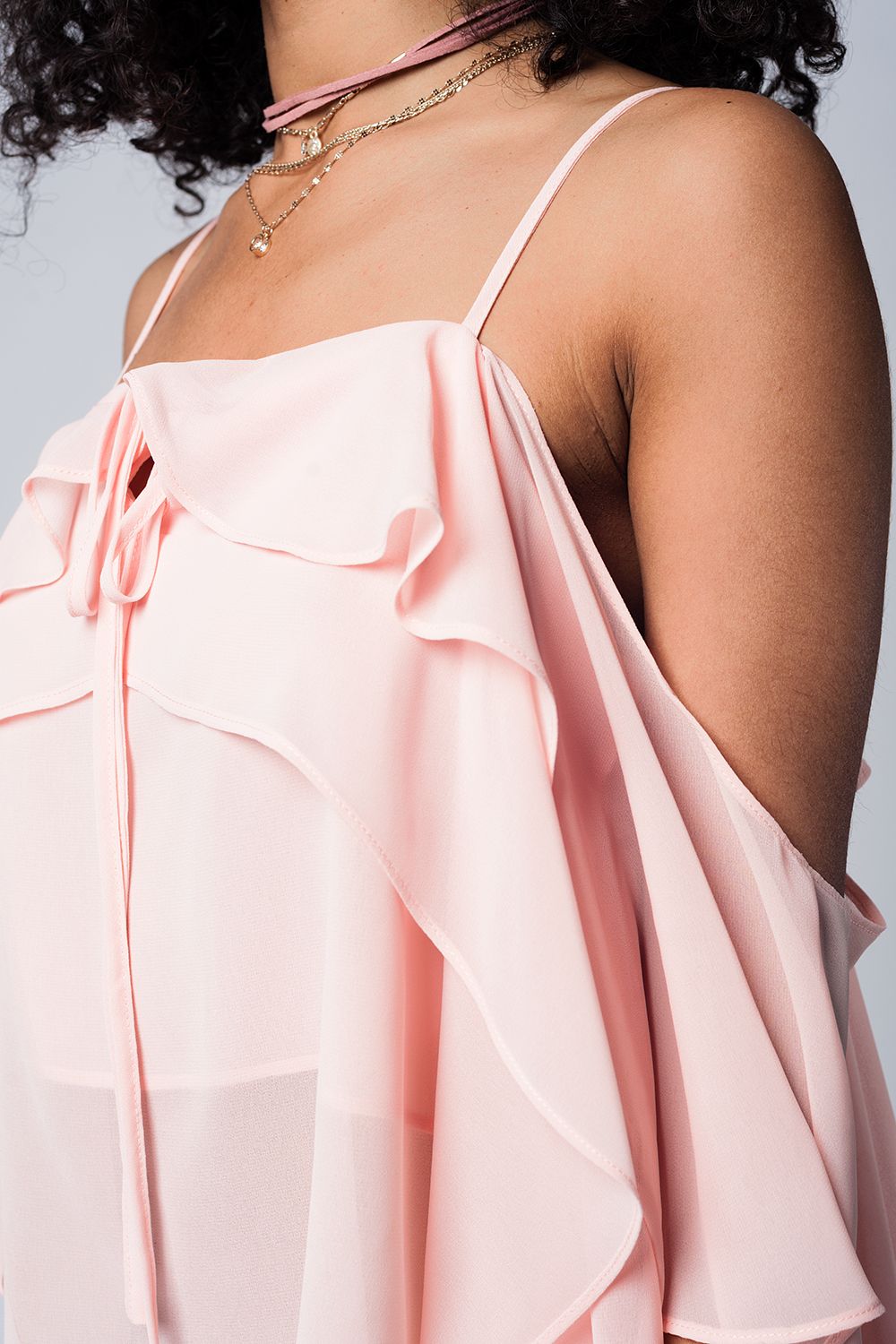 Light pink cold shoulder topBlouses